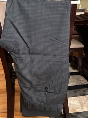 Hart Schaffner Marx charcoal gray dress trousers with subtle windowpane
